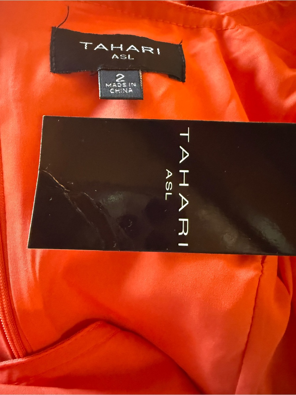 Tahari ASL Square Neck Belted Linen Blend Midi Dress Clementine Orange NWT - Picture 4 of 4